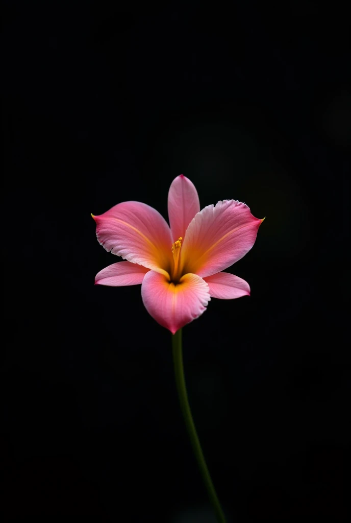 A flower with a black background , The flower has to represent the letter M and the letter S of love. It should look more common. , as with the typical shape of real flowers