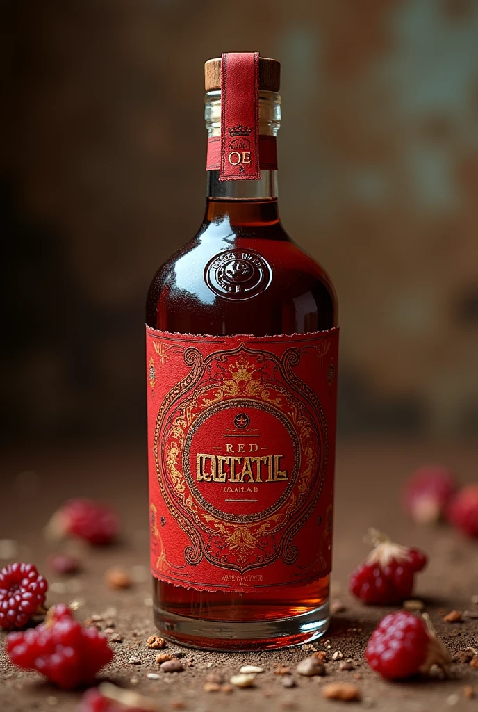 red cocatel, Union mezcal bottle, image wider than tall