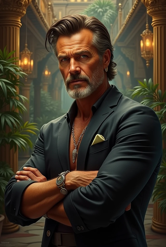 Cunning man with a mature look, his hair was brown and he liked Mexican wealth