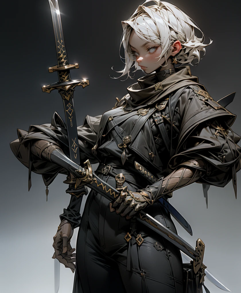 woman holding a sword in a dark room, 2. 5d cgi anime fantasy artwork, 黒Holding a sword, Stunning fantasy 3d rendering, Holding a sword, Unreal Engine Character Art, Pulling out the sword, she is Holding a sword sword, yasuke 5 0 0 px Model, Dramatic sword poses, Holding a sword