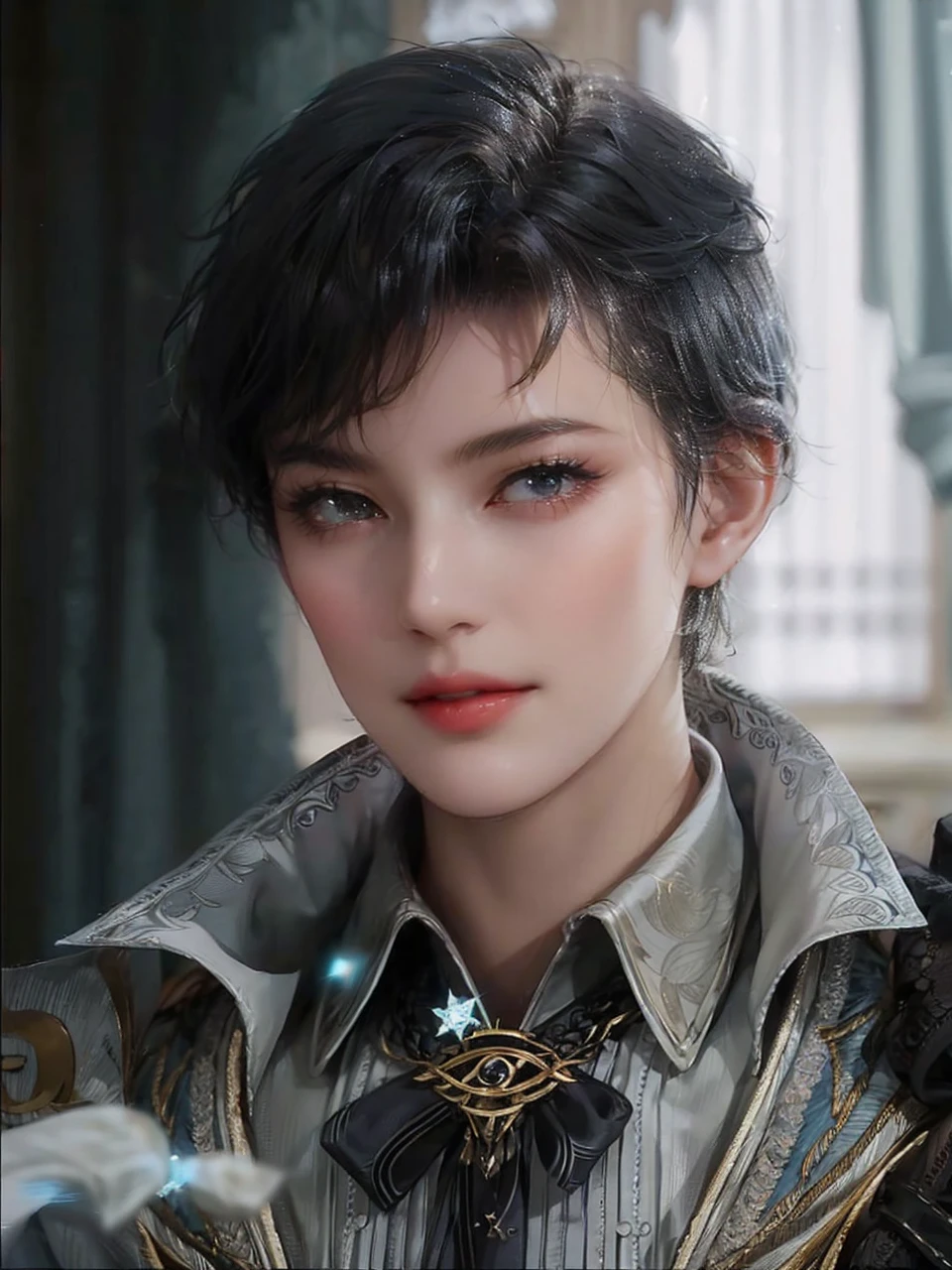 143
(20 year old woman), (surreal), (High level image quality), ((beautiful hairstyle 46)), ((short hair:1.46)), (breasted:1.1), (lipsticks)