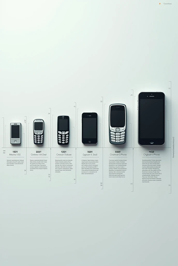 A visual timeline displaying the IBM Simon, Nokia 3210, original iPhone, and modern smartphones, with each model highlighted to show progression