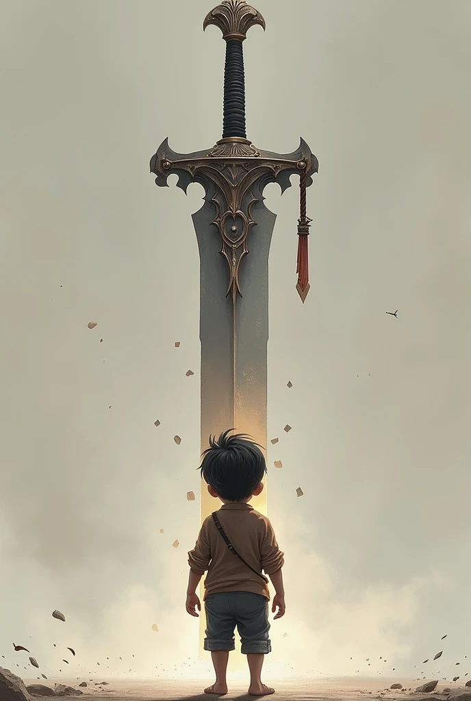 Boy standing backside infront of murugar vel weapon without murugar