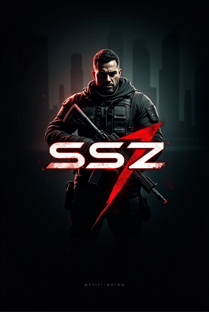 Logo for a shooting game with strong colors and well highlighted, with the name ssz