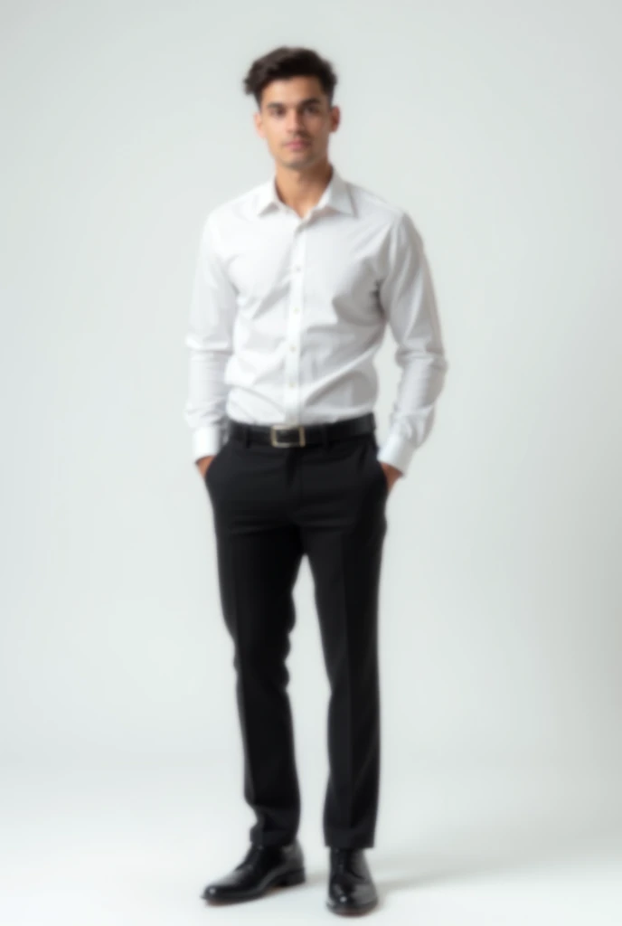 21 year old boy wearing formals white in background
