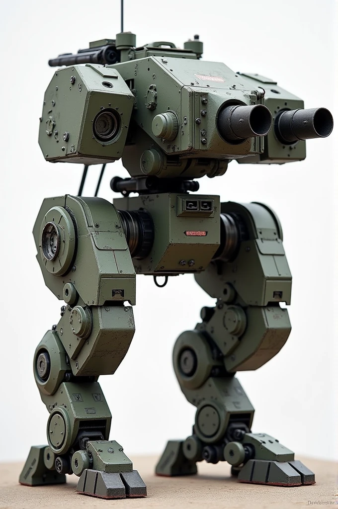Create a realistic military quadruped robot,equipped with directed energy weapons,automatic weapons and some missiles.. but realistic,nothing of ficicon