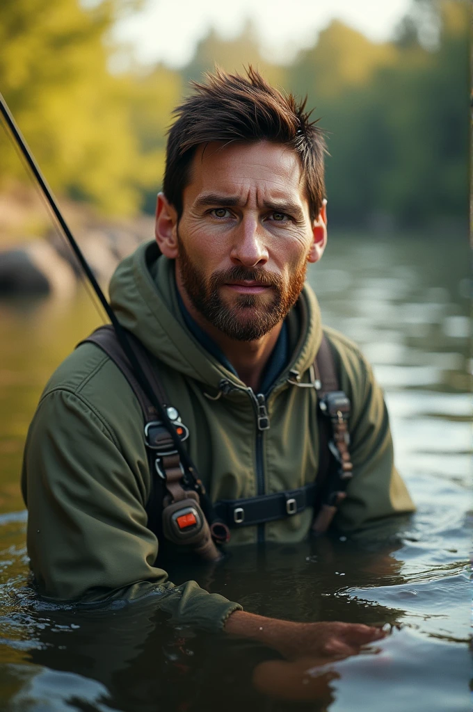 Look like real face, messi is fishing 