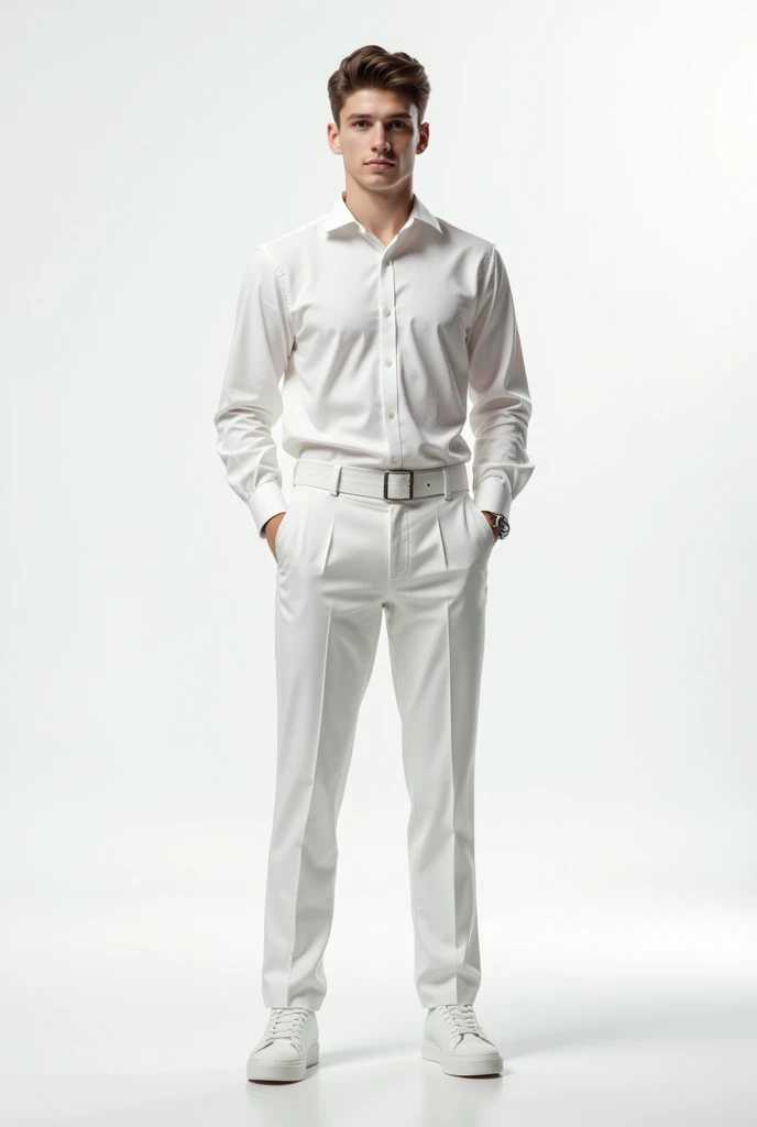21 year old boy wearing formals white in background and clean pase