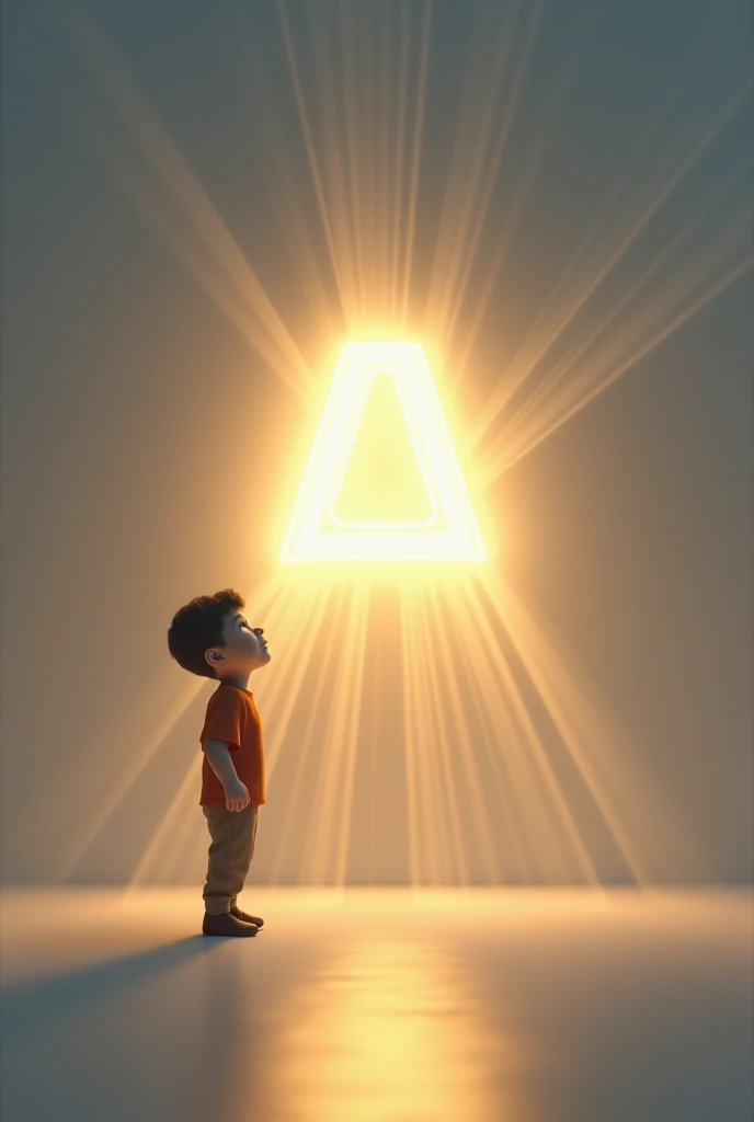 Make a Logo A light bulb with rays of light forming the letter "a". ao lado, a young figure looking up, towards the light.