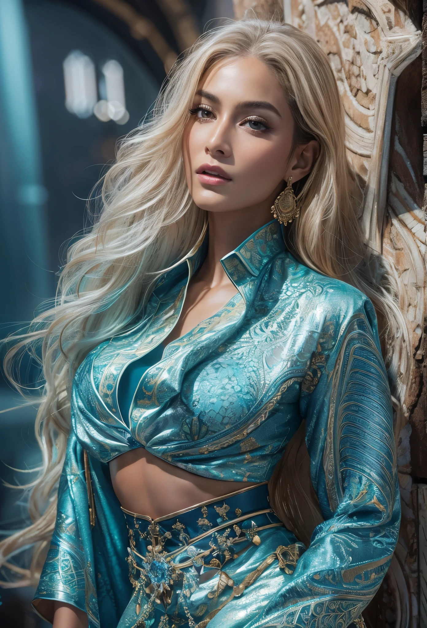 masterpiece,best quality,ultra detailed,highres,high-resolution,4K,4Kportrait,8k,8kportrait,unity8kwallpaper,extremely detailed CG,realistic,RAW photo,real person,portrait photography,photorealistic,shiny skin,detailed skin,(((dynamic angle full body))),{{{{supermodel }}}},{{{{Photorealistic:1.4}}}}, beautiful detailed, highly detailed eyes and face, beautiful detailed eyes, ridiculous, incredibly ridiculous, super detailed, high resolution, highly detailed, top quality, masterpiece, illustration, highly detailed, CG, unified, 8k wallpaper, amazing, fine detail, masterpiece, top quality, highly detailed CG unified 8k wallpaper, face light, movie lighting,Bronze Bikini,surrealistic female portrait, magic lights, 32K resolution, action poses, realistic photography, dynamic lighting, art station, volume lighting, highly detailed face, awarded, shadows,(90s supermodel Yasmeen Ghauri's physical characteristics are: height 178cm,Her hair color is blonde.,Eye color: blue,The facial features are sharp and in mode,High cheekbones and clear chin are characteristic,,Style長身でスレンダーで,Beautiful curved bust and hips are attractive:1.4),(Fashion sense is edgy and sexy:1.2),gucci(Gucci),Chanel(Chanel),dior(Dior),Sweet& Gabbana(Dolce&Gabbana),(Versace(Versace): 1.2),It has been used in many runways and advertisements such as.,In 2000, she won Vogue's "Best model of the year" award.,a woman in a Purple and Black dress posing for a picture, fractal dress, AEON Flux Style Mix, Biomechanical dress, Purple and Black, Purple and Black clothes, Purple and Black, Style、A blend of eternal flow, Purple Dress, Black and purple, Airbrush Dark Dress