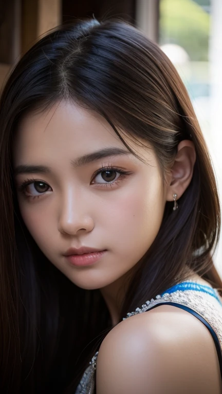 RAWphotograph, photograph, Realistic, 自然の中の女性の8K鮮やかなphotograph, Super detailed, In detail, Dramatic Light, In detail beautiful eyes, Detailed skin, Depth of written boundary, Grey Eyes