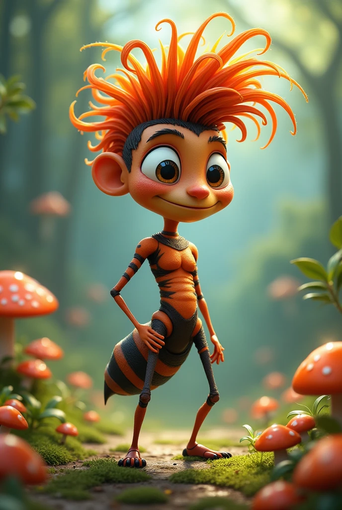 Cristiano Ronaldo animated ant with mushroom hair