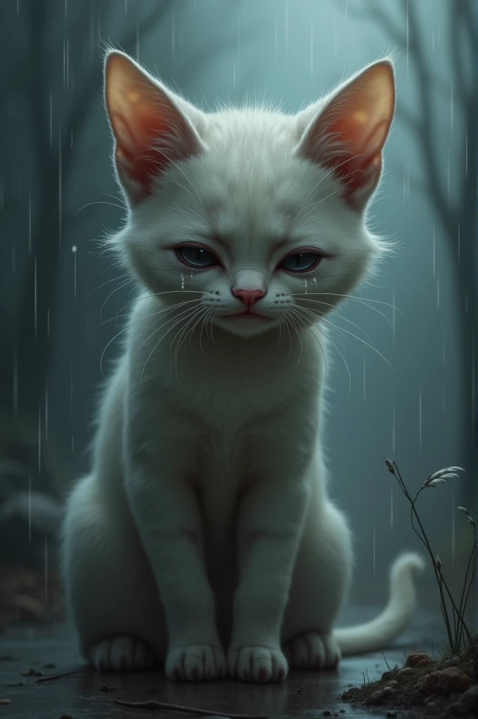 Weeping cat ai image