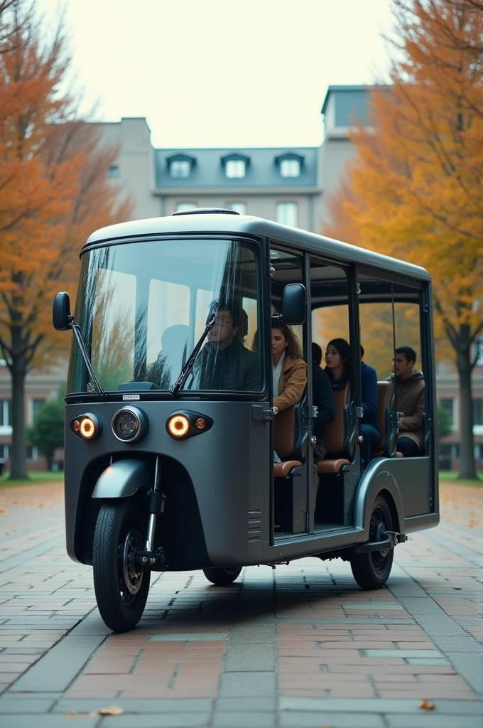 One electric bicycle can seat 10 people and is used in universitie