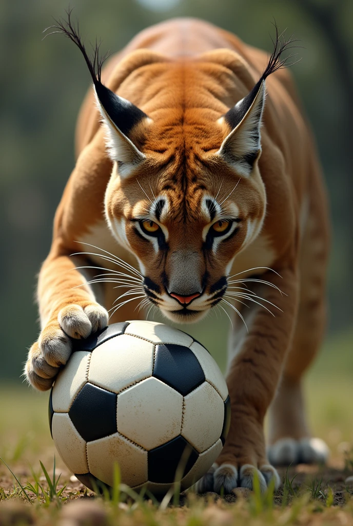 a puma with his soccer ball