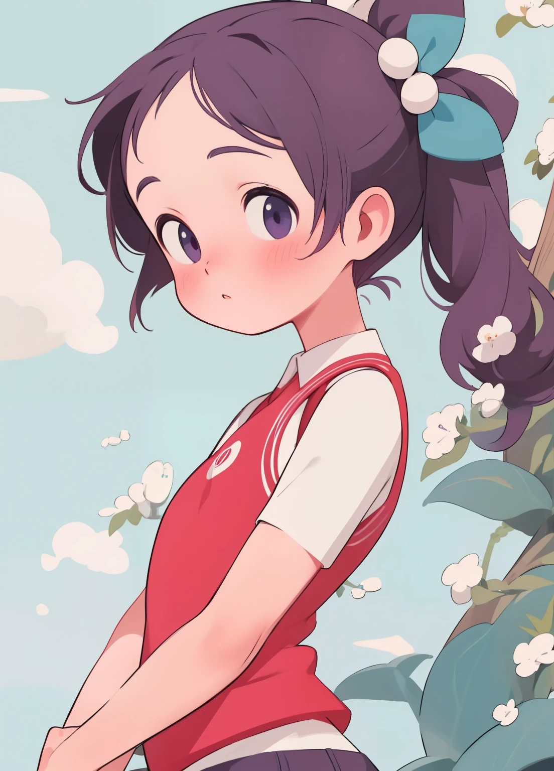 (masterpiece、Highest quality、Highest quality、Official Art、Beautiful and beautiful:1.2)、(One person:1.3)Hatsune Miku、Twin tails,Beautiful breasts, Katsushika Hokusai,Masseter muscle area, Highest quality, Ultra-high resolution, Highest quality, Anime Style, Nadia of the Wonder Sea, Girl with dark skin, Red vest, red waistband, Blue-purple hair, Bobcut, One person, Free pose