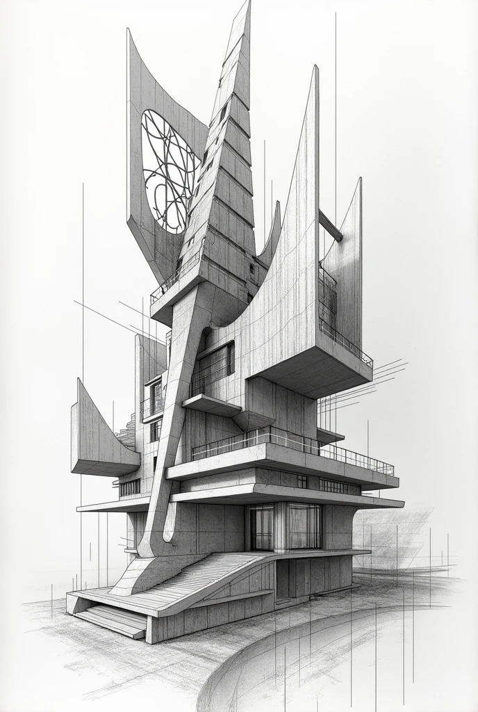 Image of a unique drawing referring to architecture