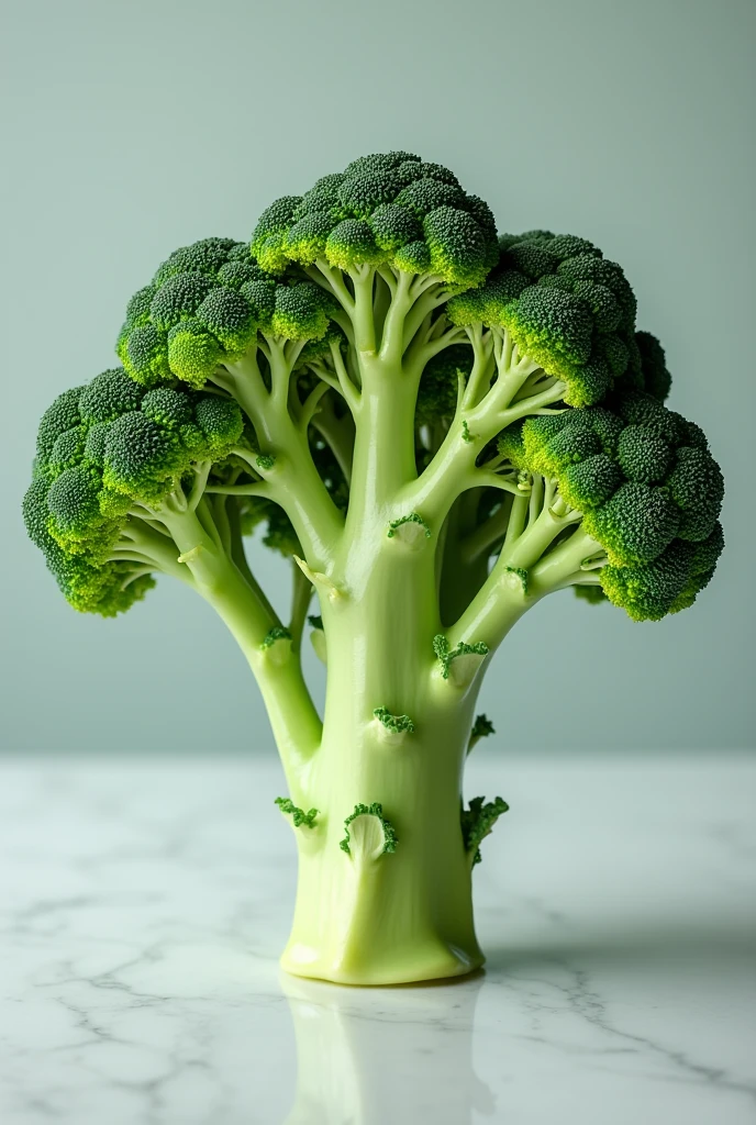 Cut the broccoli in half to see the inside structure.