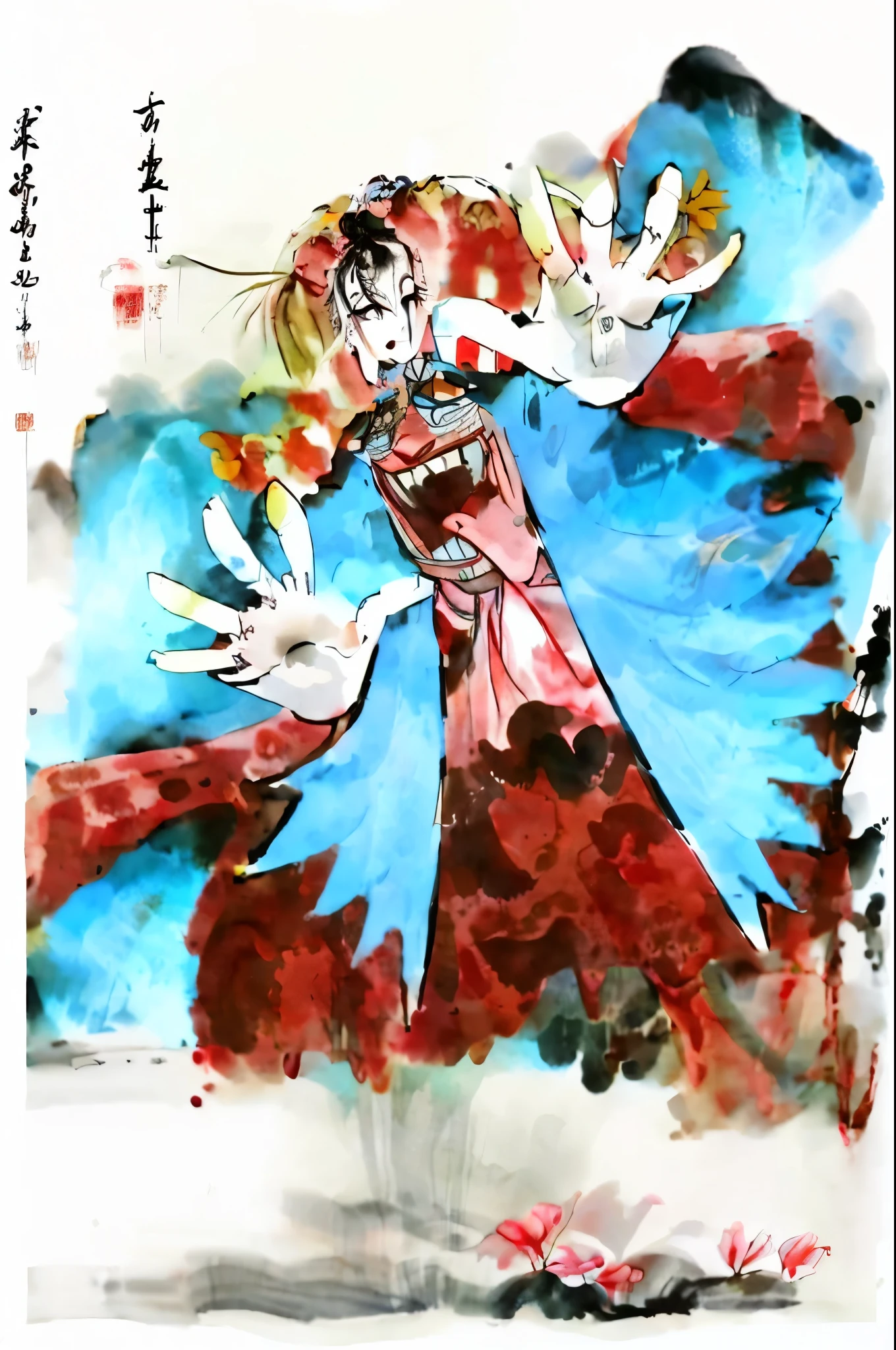 black and white tones:1.3, masterpiece, best quality, tradition chinese ink watercolor paintings:1.2, use thick and light inks to create light and dark changes and layers