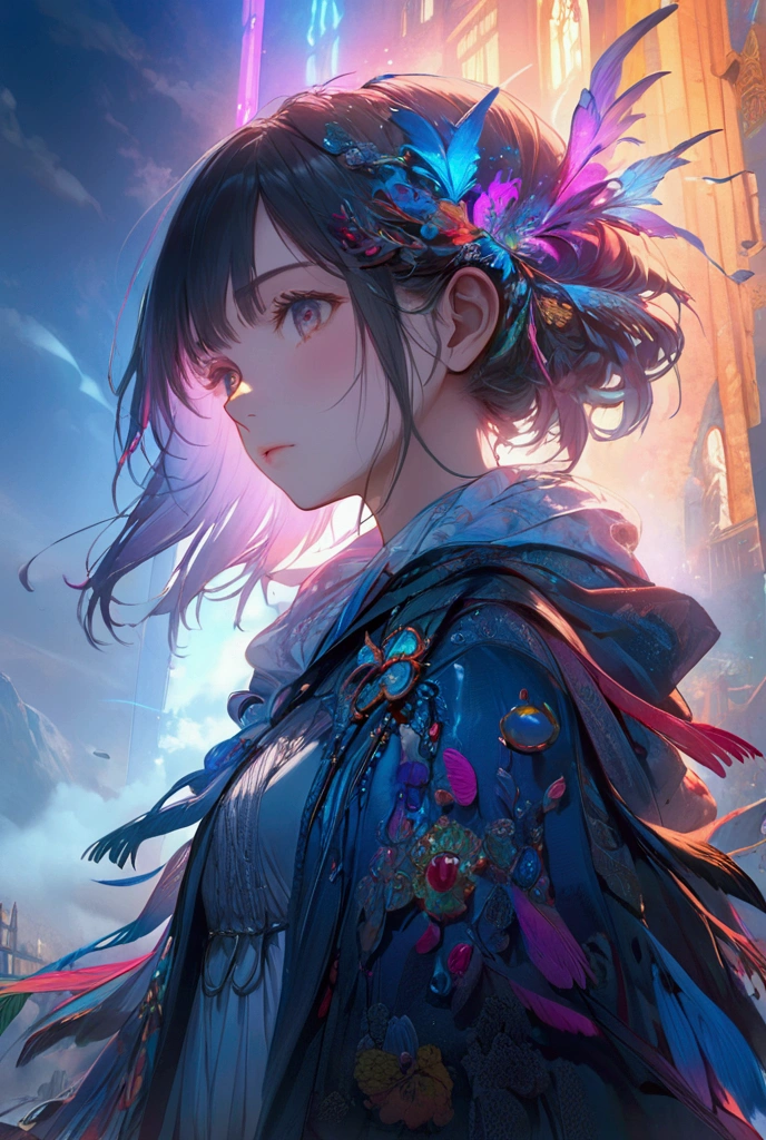 fog, colorful, cinematic lighting, (masterpiece:1.2), best quality, high quality, Highres, (hyper detailed), detailed background, 1girl,
