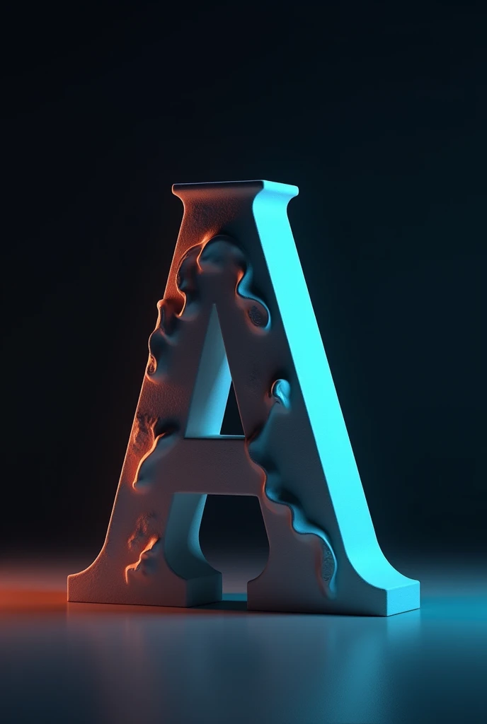 The background should be m dark gradient to keep the focus on the letter and the person. Ensure that the lighting gives m soft glow to the edges of the 3D letter and casts subtle shadows to add depth