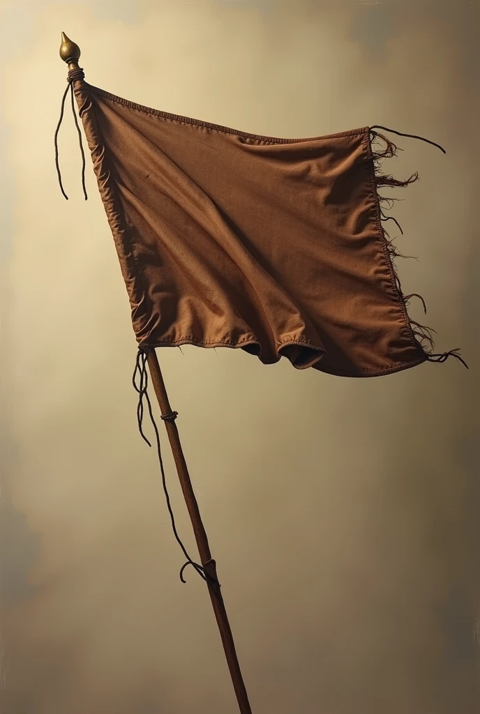 A waving flag made from a brown piece of underwear, symbolizing the personal and intimate relationship.
