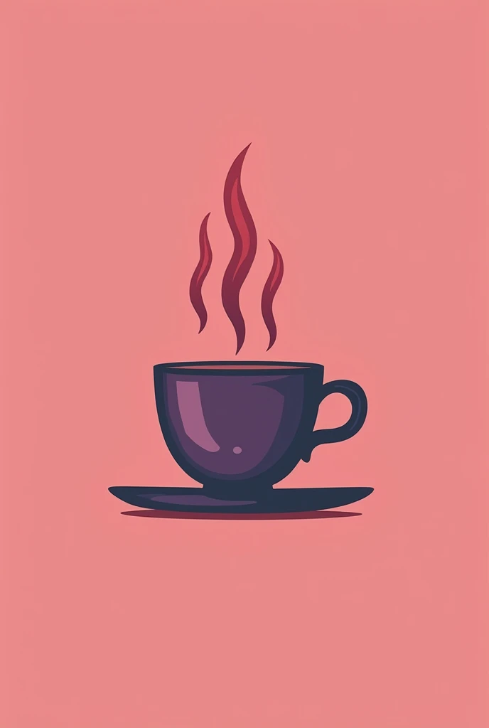 A fun minimal logo with a steaming coffee cup. Warm tones, and typography pls give me the color of violet and pink