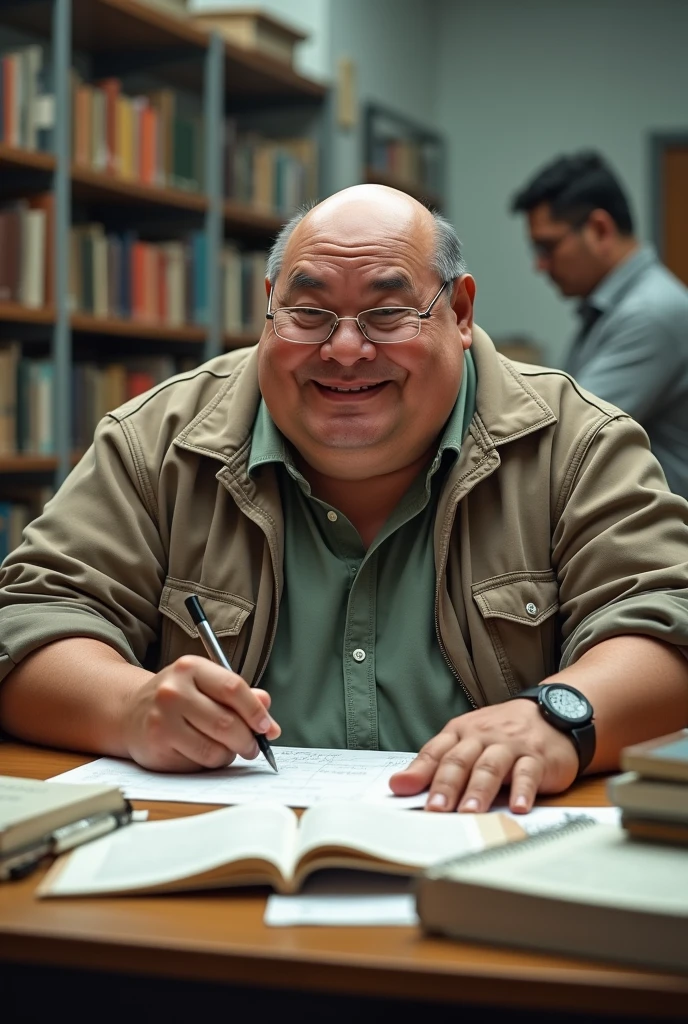 Fat guy, 1, majoring in pulp and paper, studying at Riau University