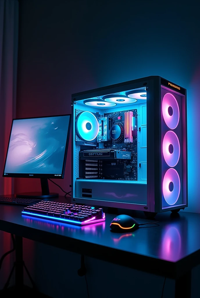 1* Cpu= Intel 12th Gen Core i5-12400 Alder lake.
2* Motherboard= Asus Tuf Gaming B450M-Pro AMD AM4 Micro-ATX.
3* Ram= PNY XLR8 8GB DDR4 3200 MHz (x2=16GB Ram).
4* SSD= 500GB NVME + HDD= 1TB. 
5* GPU= AMD Radeon RX 6500 XT.
6* Power Supply= Cooler Master MWE 550w v2 230v Non-Modwlar 80 Plus Bronze
7* Monitor= Trendsonic TS5322  21.5 inch FHD LED 
8* Keyboard= Rapoo V500 Pro-87 Wired Mechanical.
9* Mouse= Havit MS 1030 RGB Wired.
10* Head Phone= Aula S503 RGB Wired Headphone.
11* Case= Pc Power PG-H25 WH Ocean view M-ATX 5.