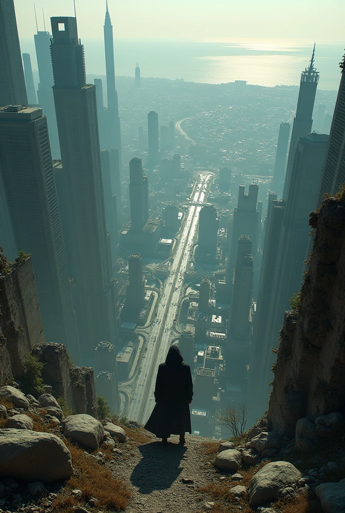 Ruins of a big city,Eternal Silence,A photo-like world,Mr.々Various types of buildings and highways,Wide-area images taken from a high altitude,The sea shining in the distance,