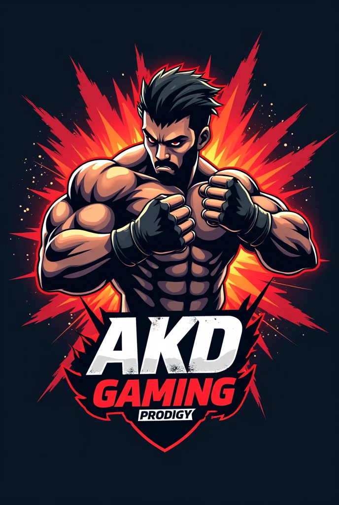 A  youtube channel logo , named AKD Gaming prodigy , with fighting skill
