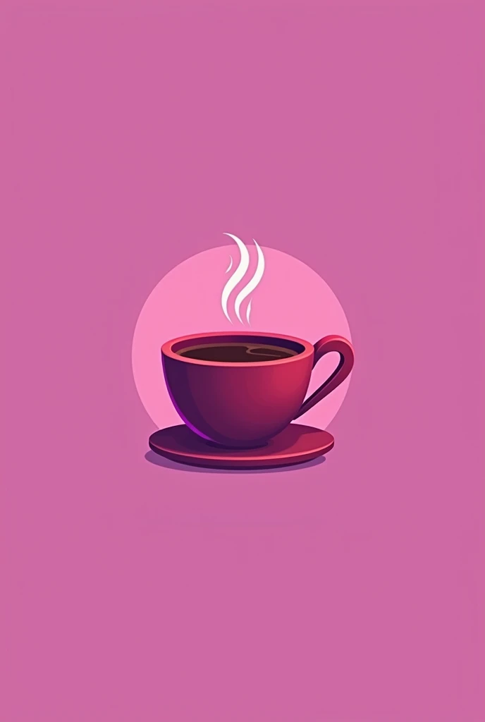 A fun minimal logo with a steaming coffee cup. Warm tones, and pls give me the color of violet and pink
