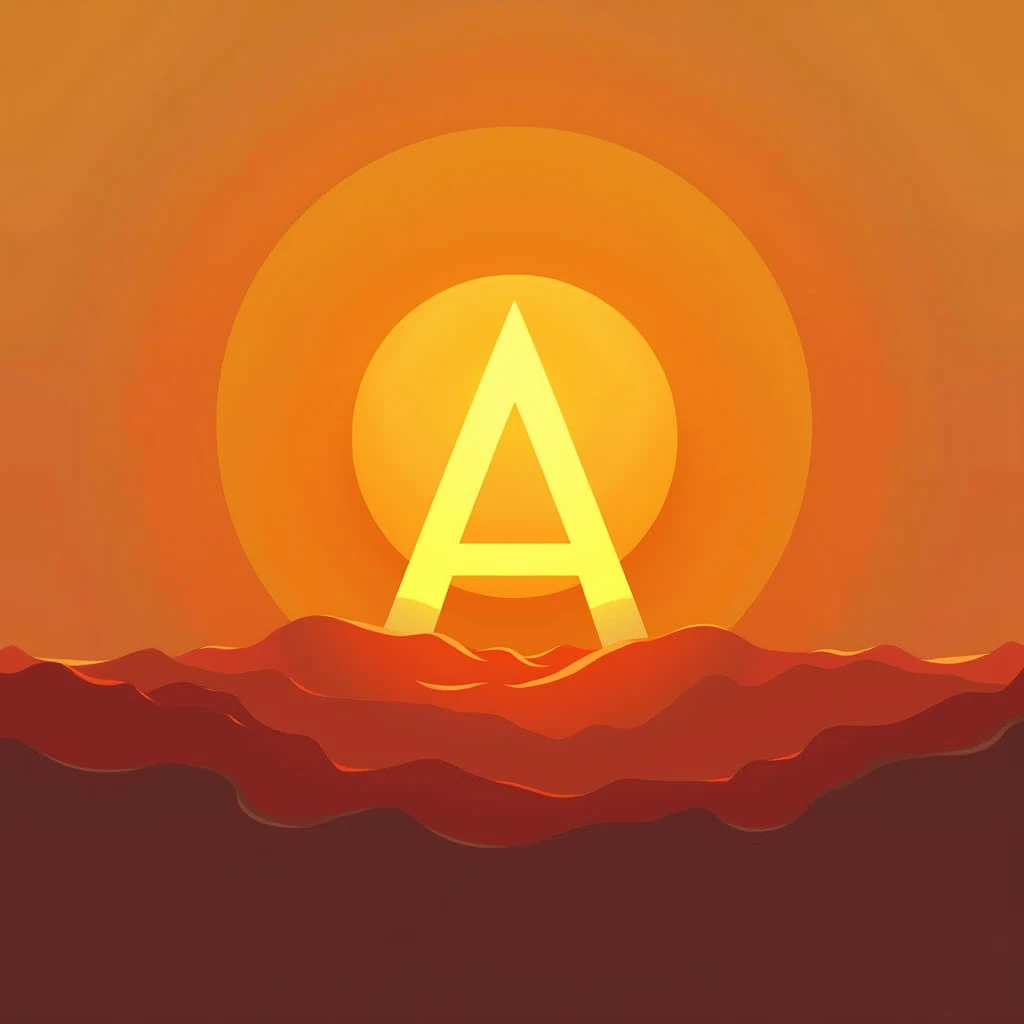 An abstract sun forming the letter A and L. Logo Format. warm colours.