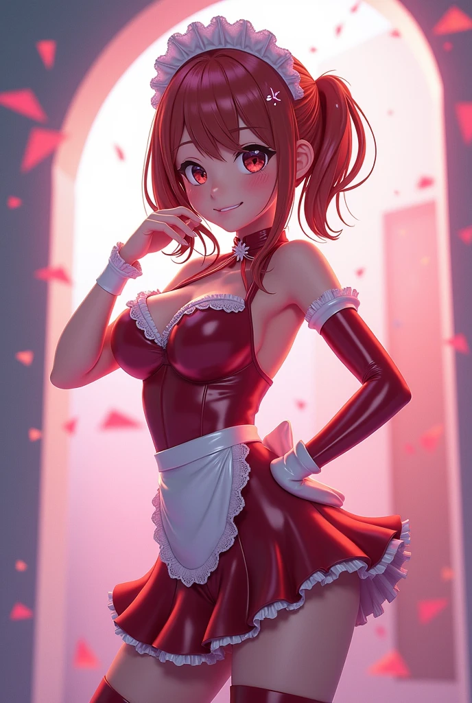 Takagi-san n latex maid outfit and Latex leggings