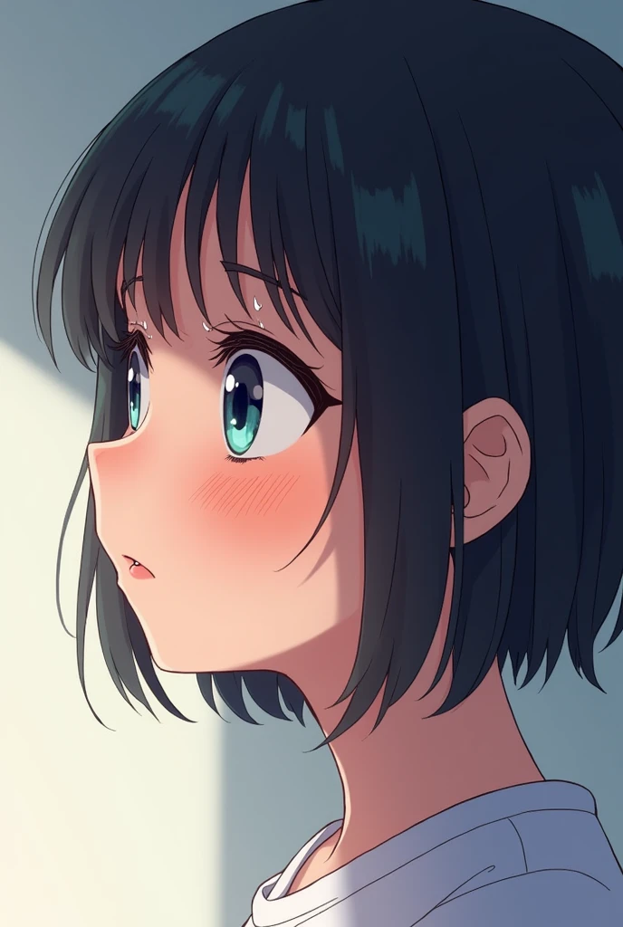 Girl on the verge of tears, anime style, profile 