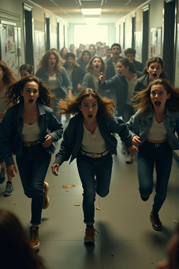 People running from school