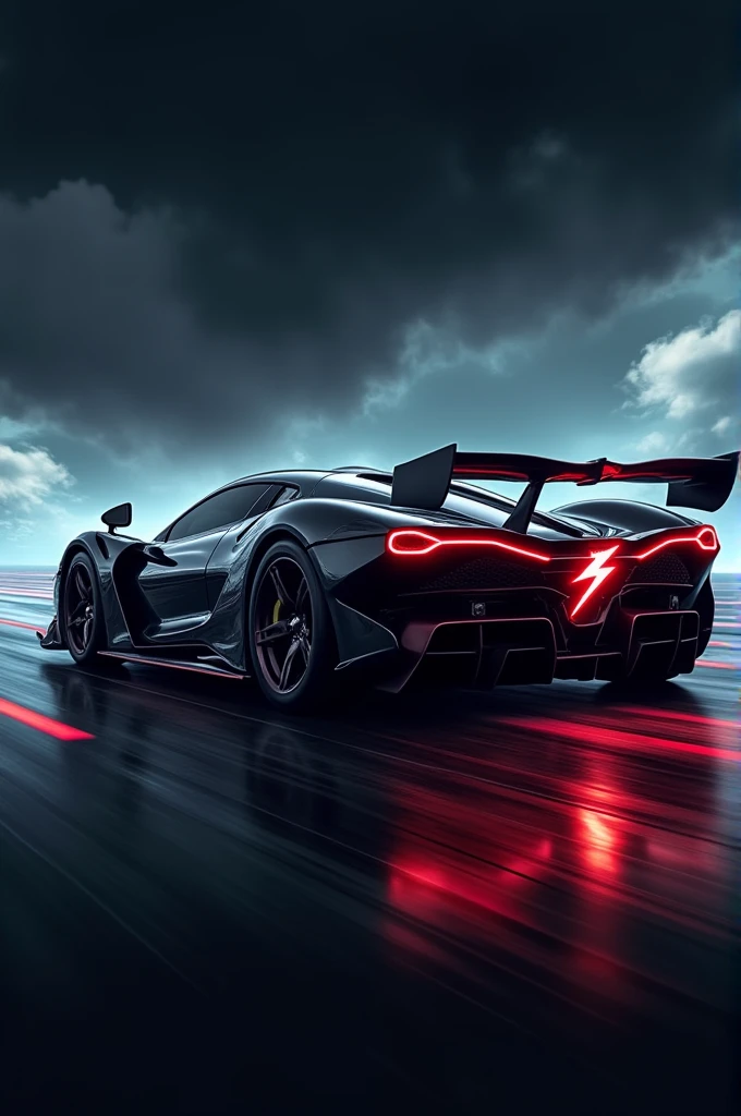 Supercar with rear lightning bolt