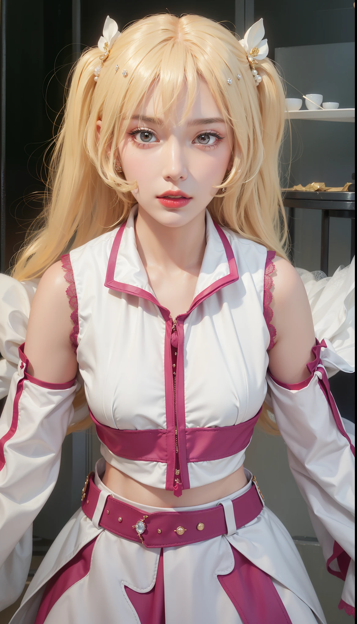 Very detailed, Delicate face, Realistic style, Stock Photography ,  rich and colorful, Surrealism, Realistic textures, Dramatic Lighting, Distiller 800  (8K, original photo, Better quality, masterpiece: 1.2), Very detailed, (Extremely delicate skin: 1.2), 8K Ultra HD, SLR camera, Soft Light, high quality， 冰冻Queen,Snow Castle，Blue pupils，Apply red lipstick，Queen，Gorgeous clothing, Gold Jewelry，Printed lace，Silk dress，Pearls, diamonds, and gems，