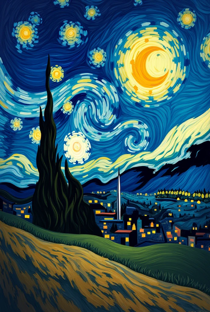 uzbekistan f flag in "starry night"