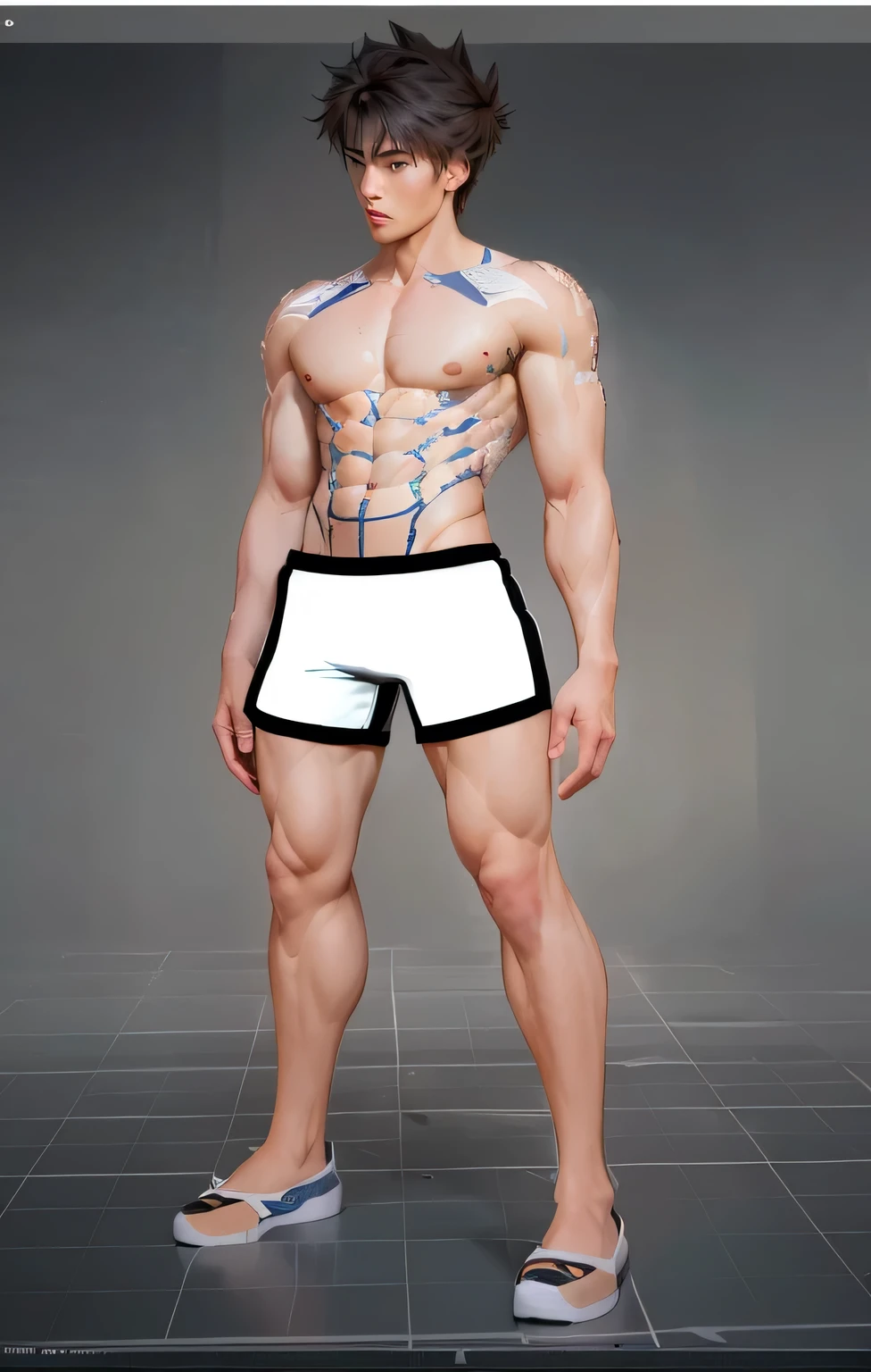 a close up of a person with a shirt on and a pair of shoes,  :: high detail, whole body highly detailed, full character body, body meshes, highly detailed body, realistic body structure, detailed body, accurate body features, realistic body, extra detailed body, body ribs meshes, highly detailed full body, realistic body shape, full body detailed