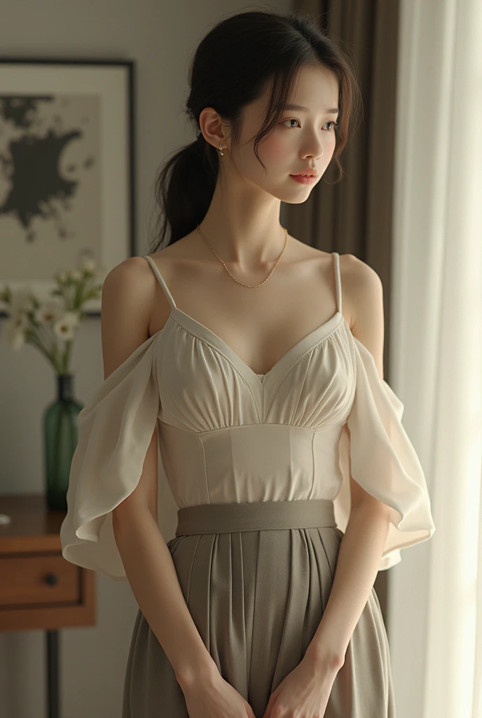 Create a sexy dressed girl。Japanese、The figure is 。The skin color is whitish。Generate realistic images。