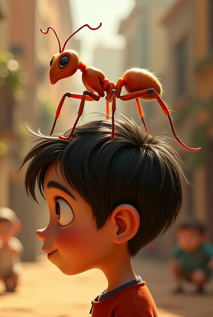 Intensely animated ant on Riley&#39;s head