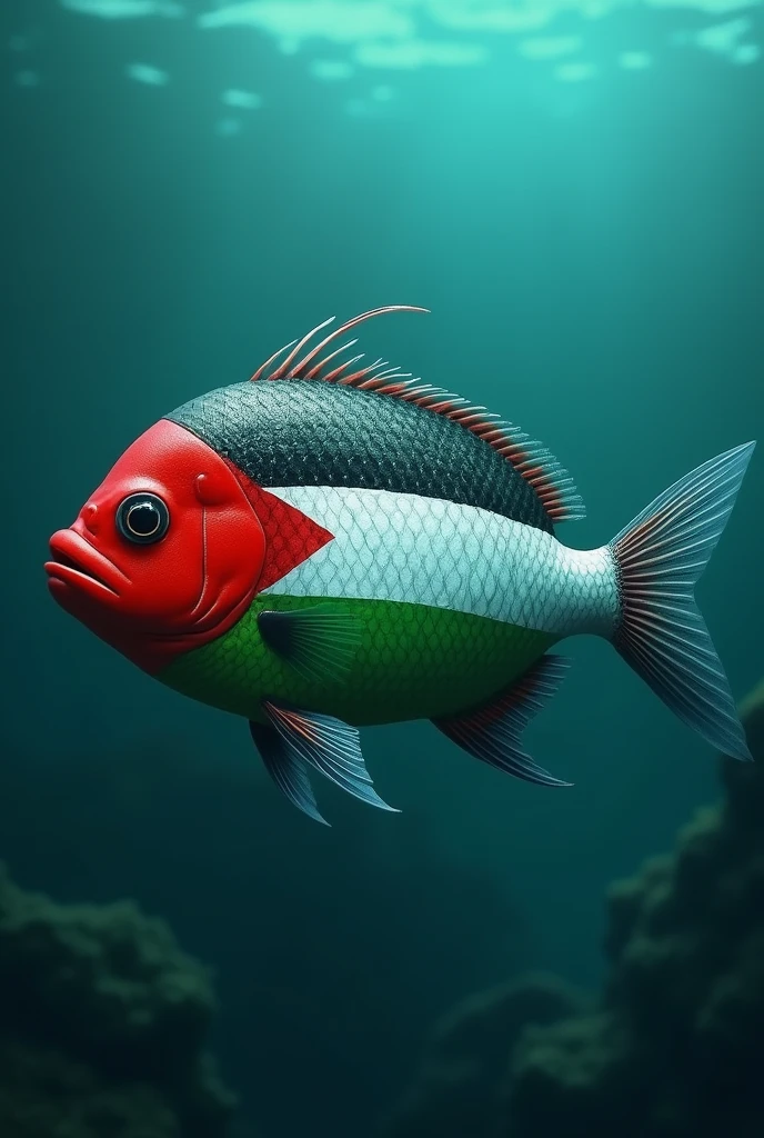 Palestine flag on fish