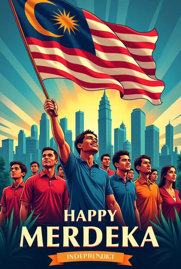 make a malaysian independence day poster with the theme Civilized Malaysia: Merdeka Spirit