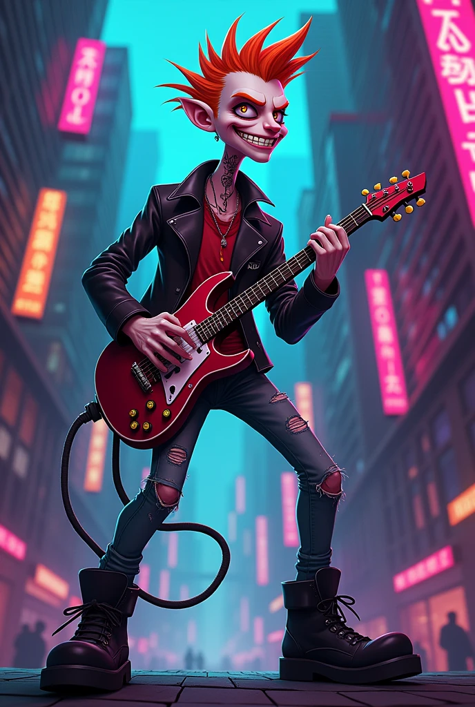Create a male guitar character with hazbin hotel's art style