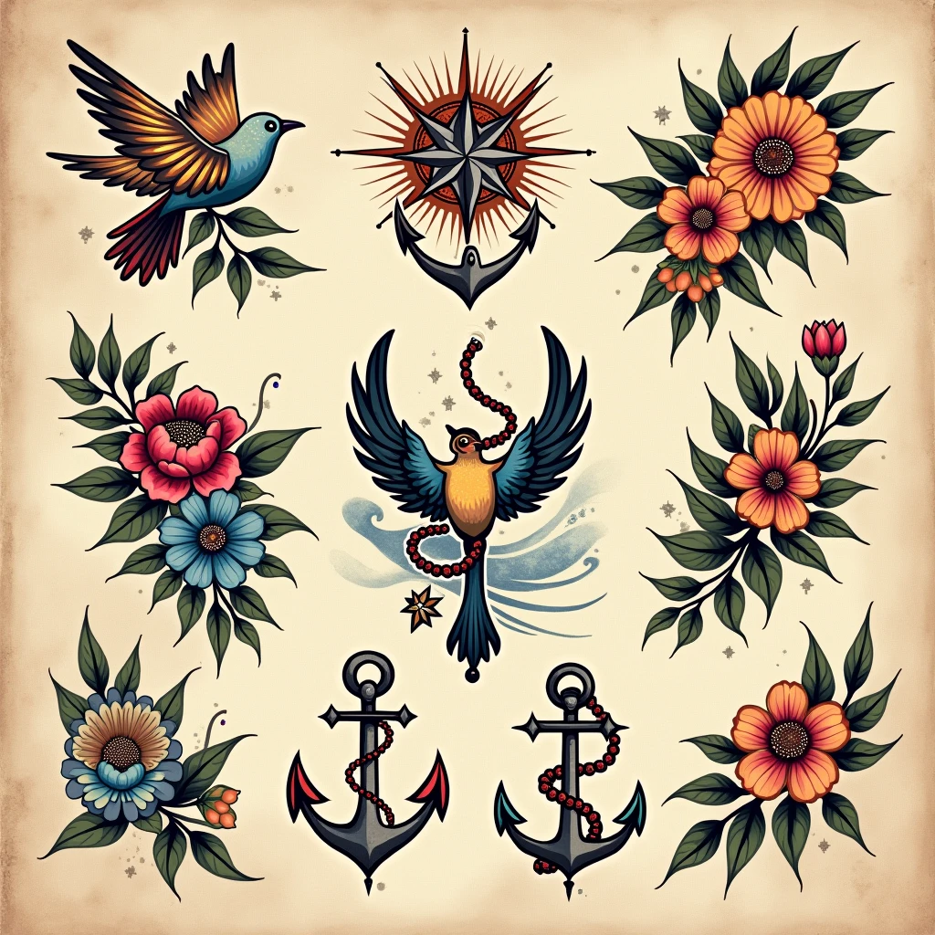 Original traditional tattoos for prints