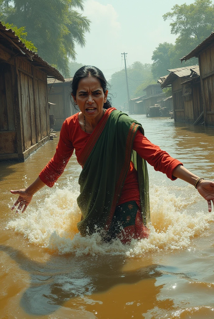 Sheikh Hasina drowning in a flood