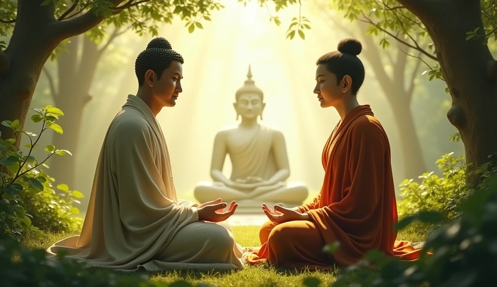 A person is talking to Gautam Buddha.