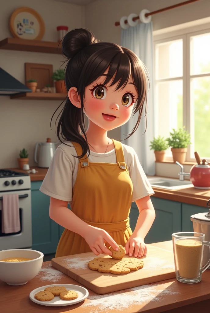 Teenage girl baking cookies