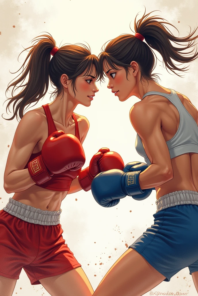 Girl belly punching other